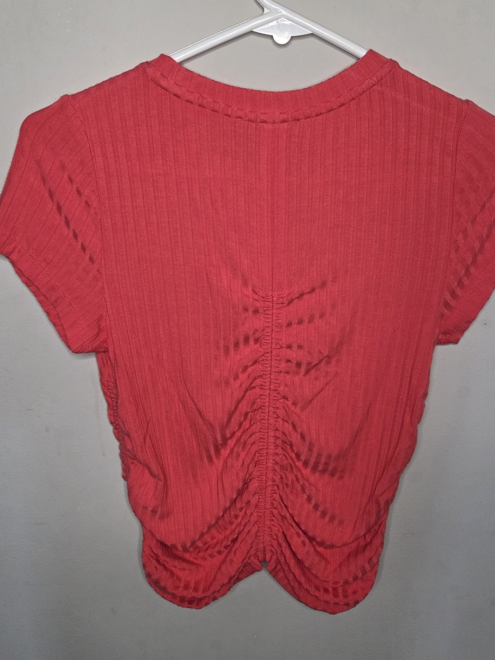 Dkny Pink Ruched Ribbed Crop Tee - Picture 3 of 3
